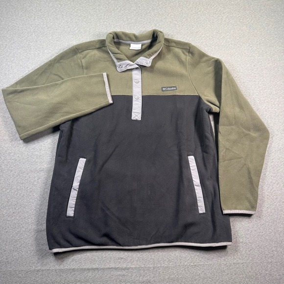 Columbia Other - Columbia Fleece Pullover Sweatshirt Men XL Green Black T Snap Sweater Colorblock